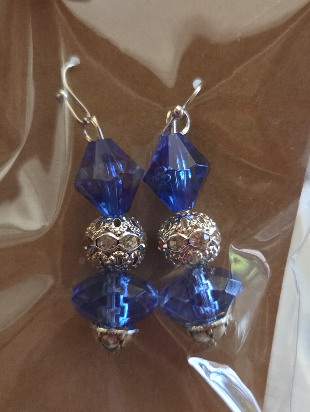 Blue Crystal Drop Earrings